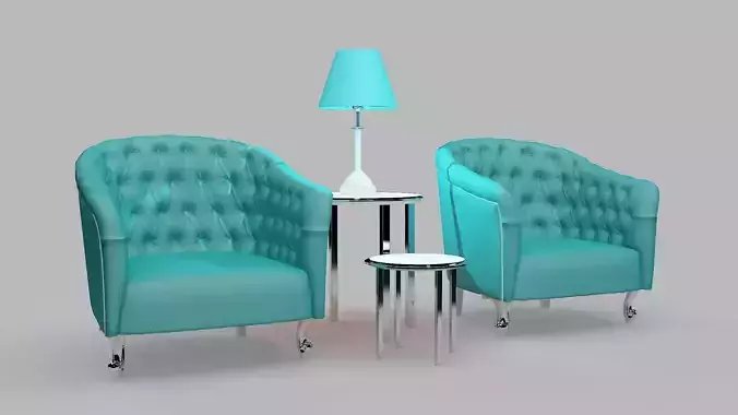 Chairs and lamp 3D model
