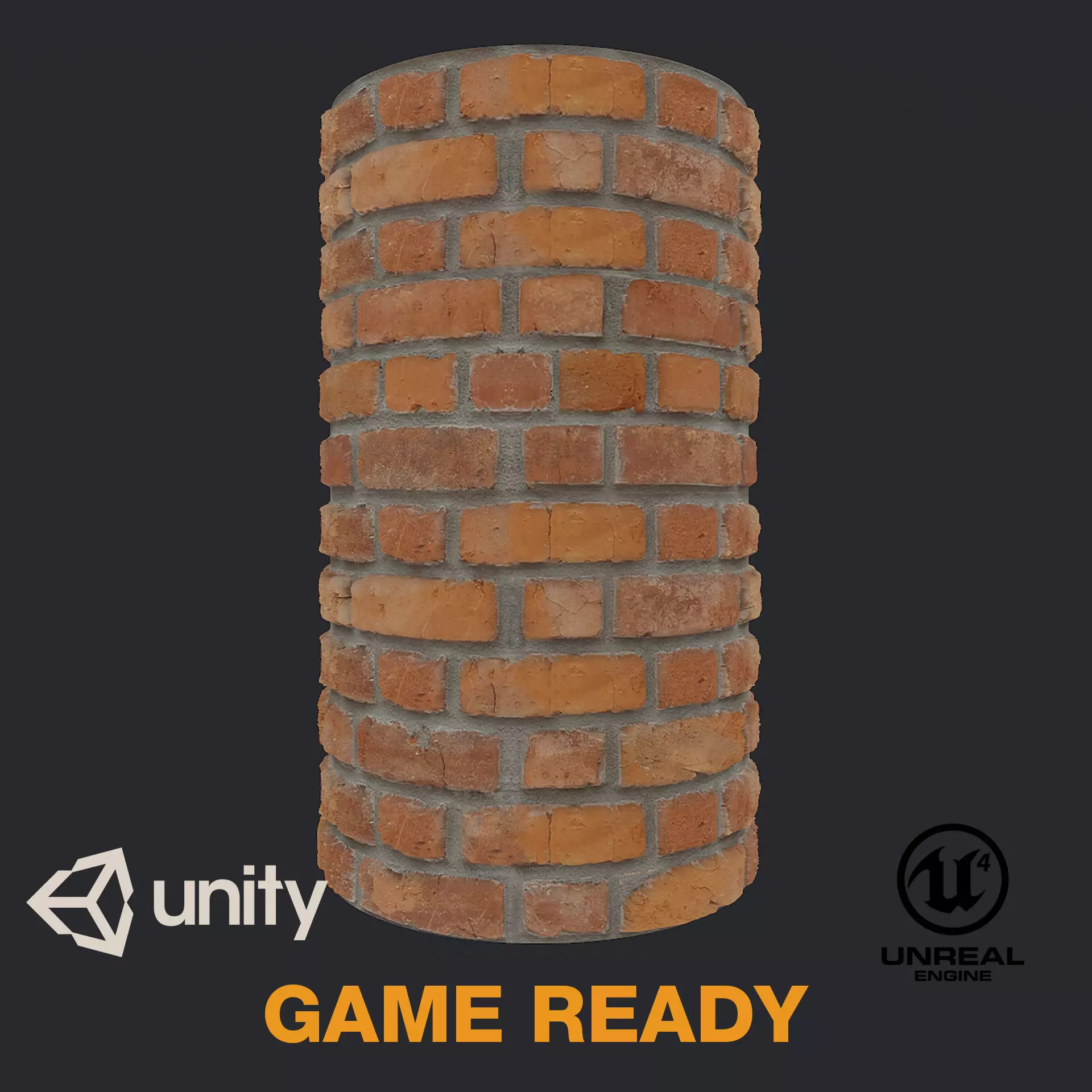 Wall Bricks - PBR - Game Ready - Tile Texture Low-poly 3D model_0