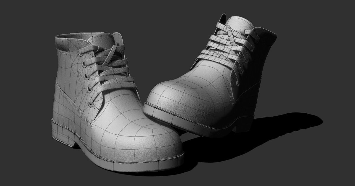 Footwear 3d modeling shoes Low-poly 3D model_0