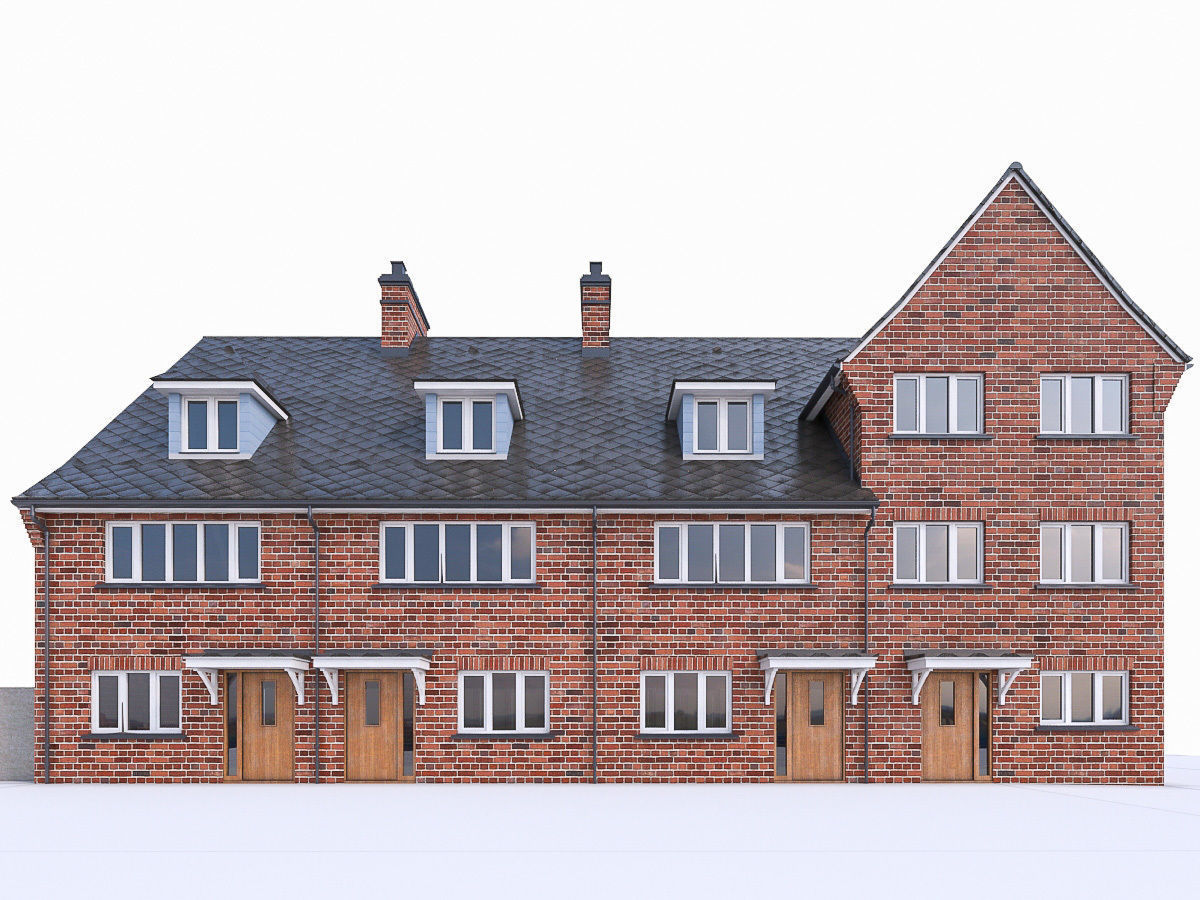 English Brick Houses Collection - 26 Pack Low-poly 3D model_32
