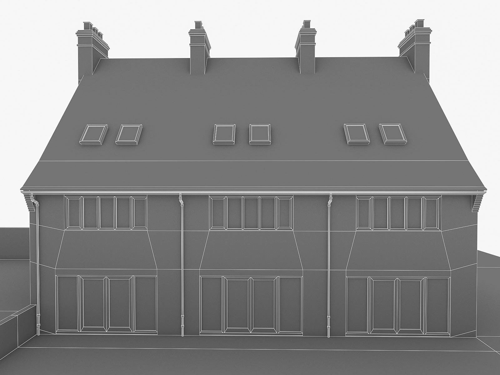 English Brick Houses Collection - 26 Pack Low-poly 3D model_95
