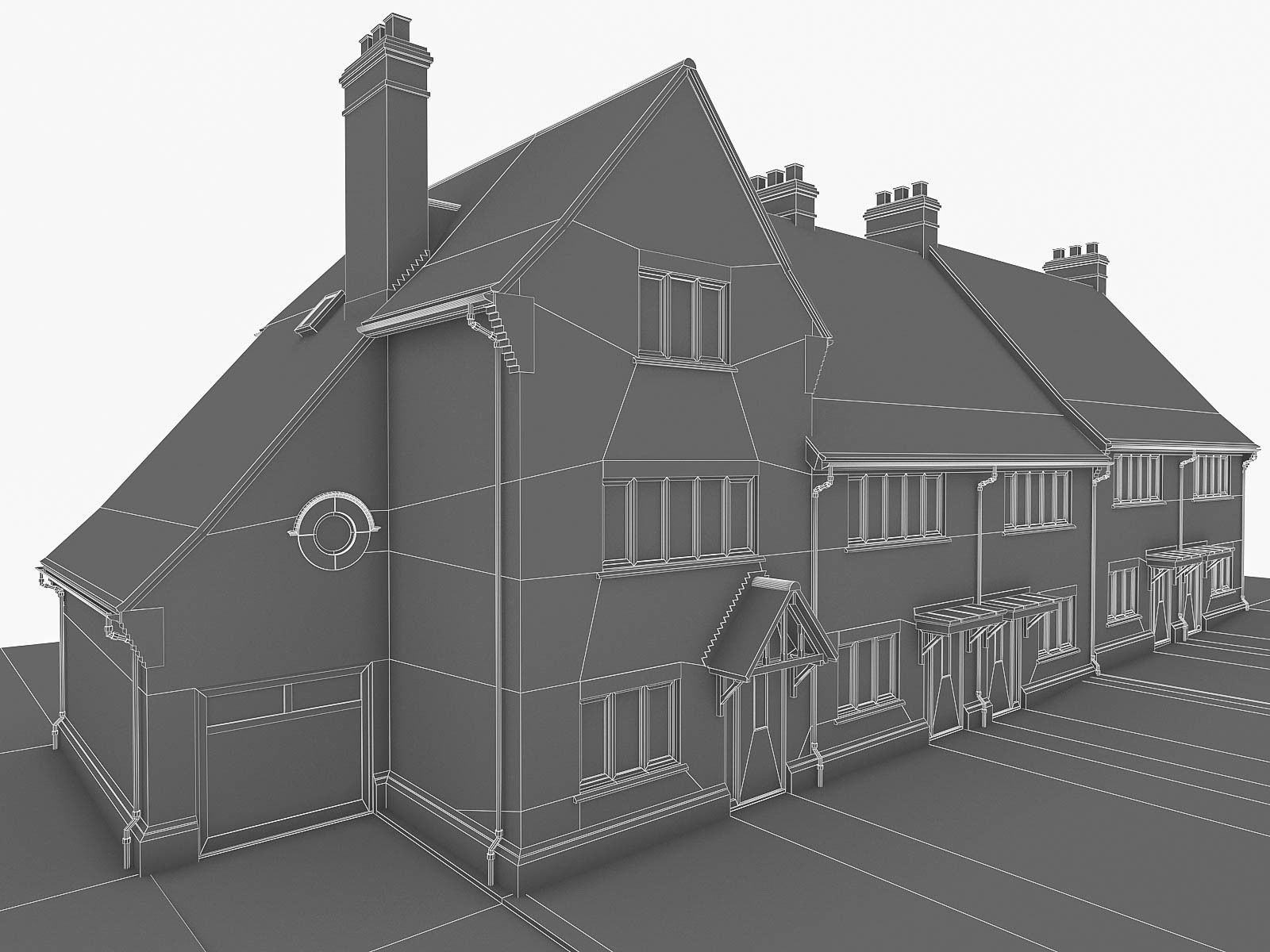 English Brick Houses Collection - 26 Pack Low-poly 3D model_60