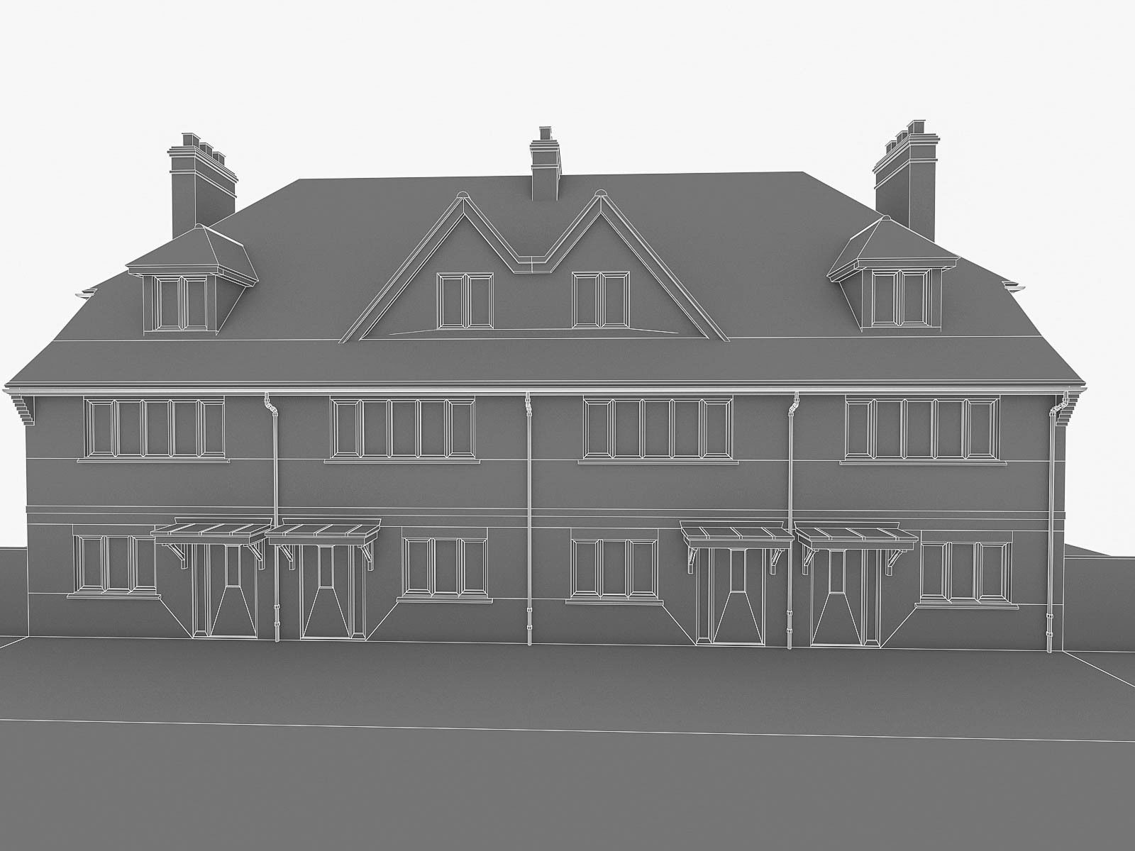 English Brick Houses Collection - 26 Pack Low-poly 3D model_71