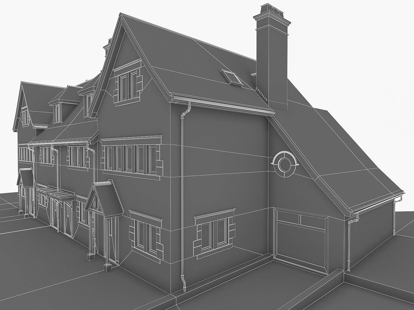 English Brick Houses Collection - 26 Pack Low-poly 3D model_55