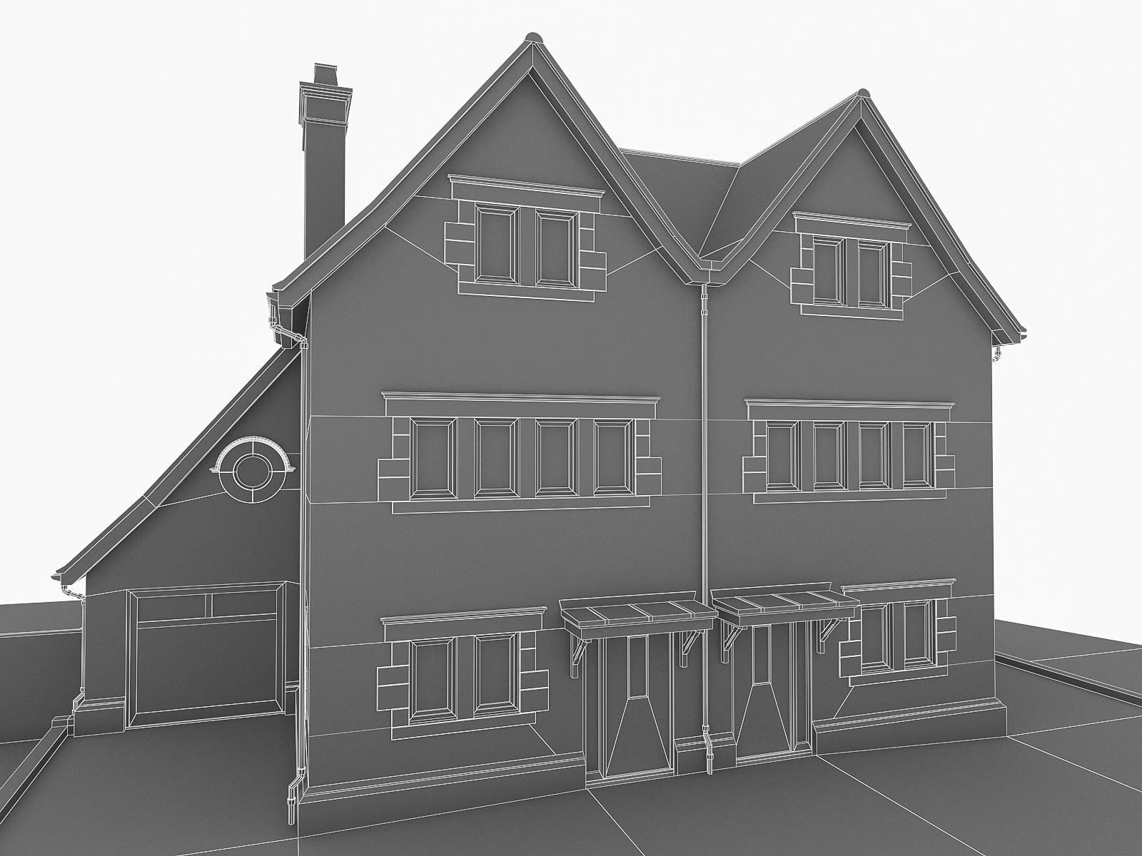 English Brick Houses Collection - 26 Pack Low-poly 3D model_77