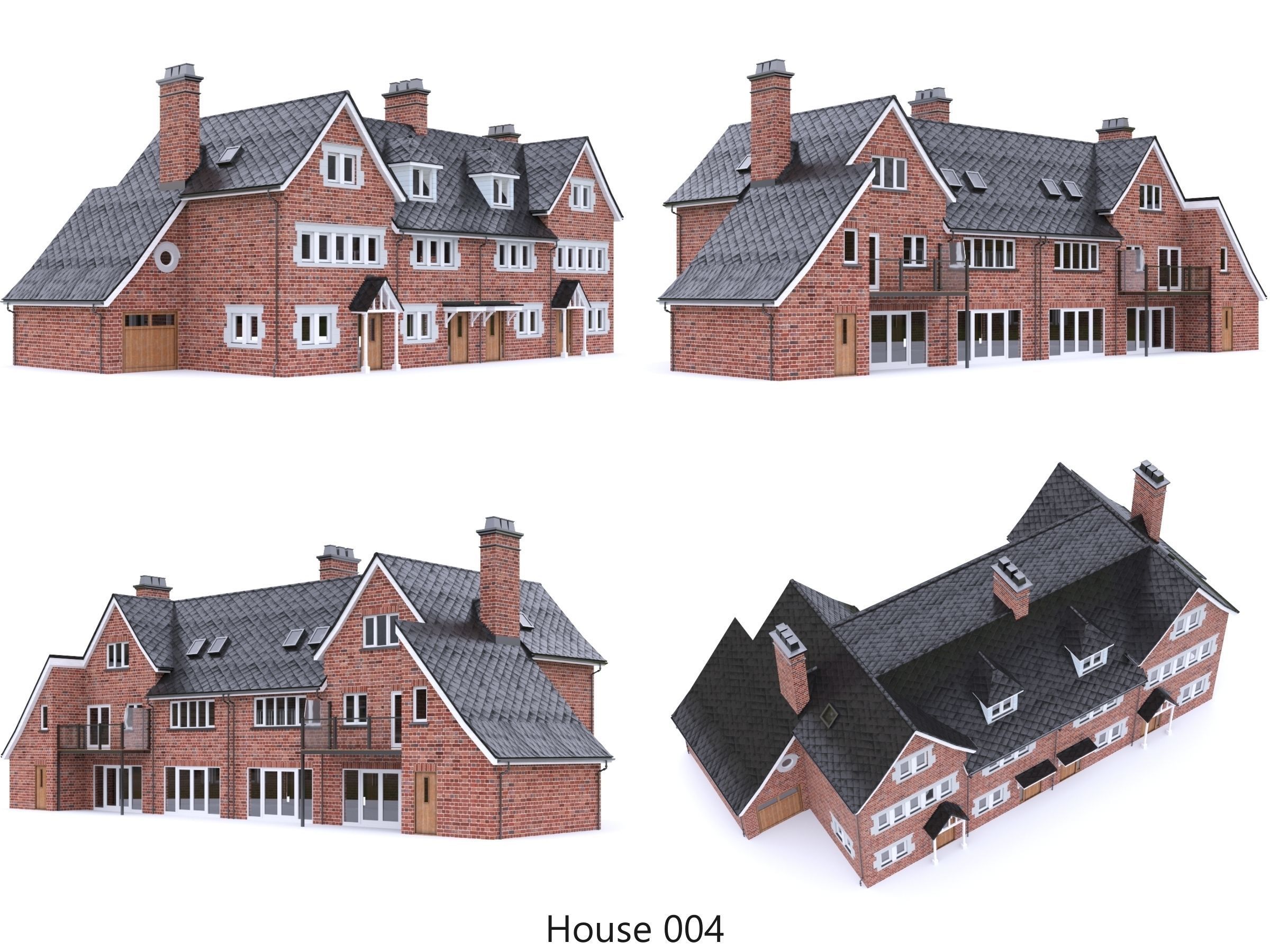 English Brick Houses Collection - 26 Pack Low-poly 3D model_7