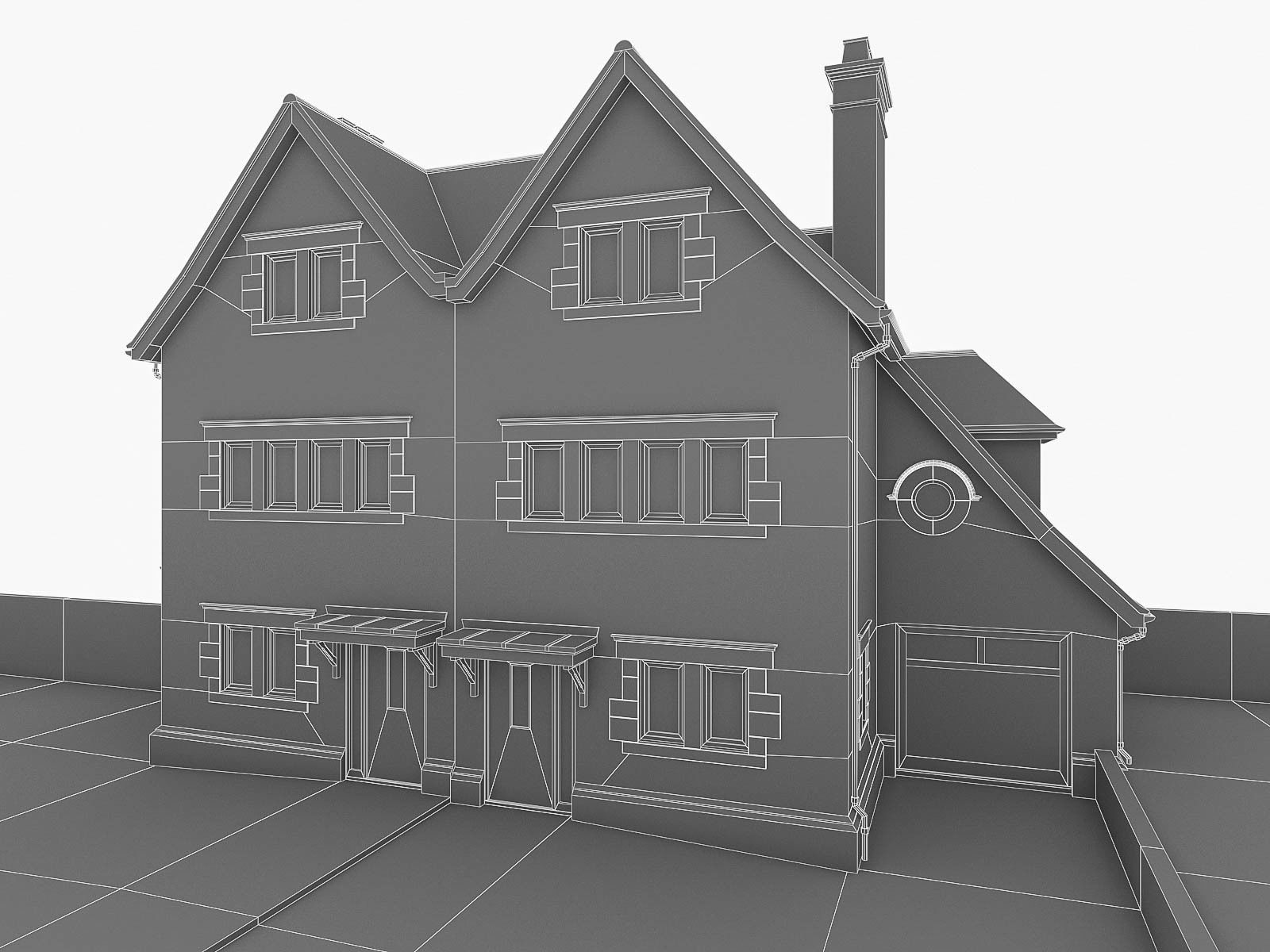 English Brick Houses Collection - 26 Pack Low-poly 3D model_80