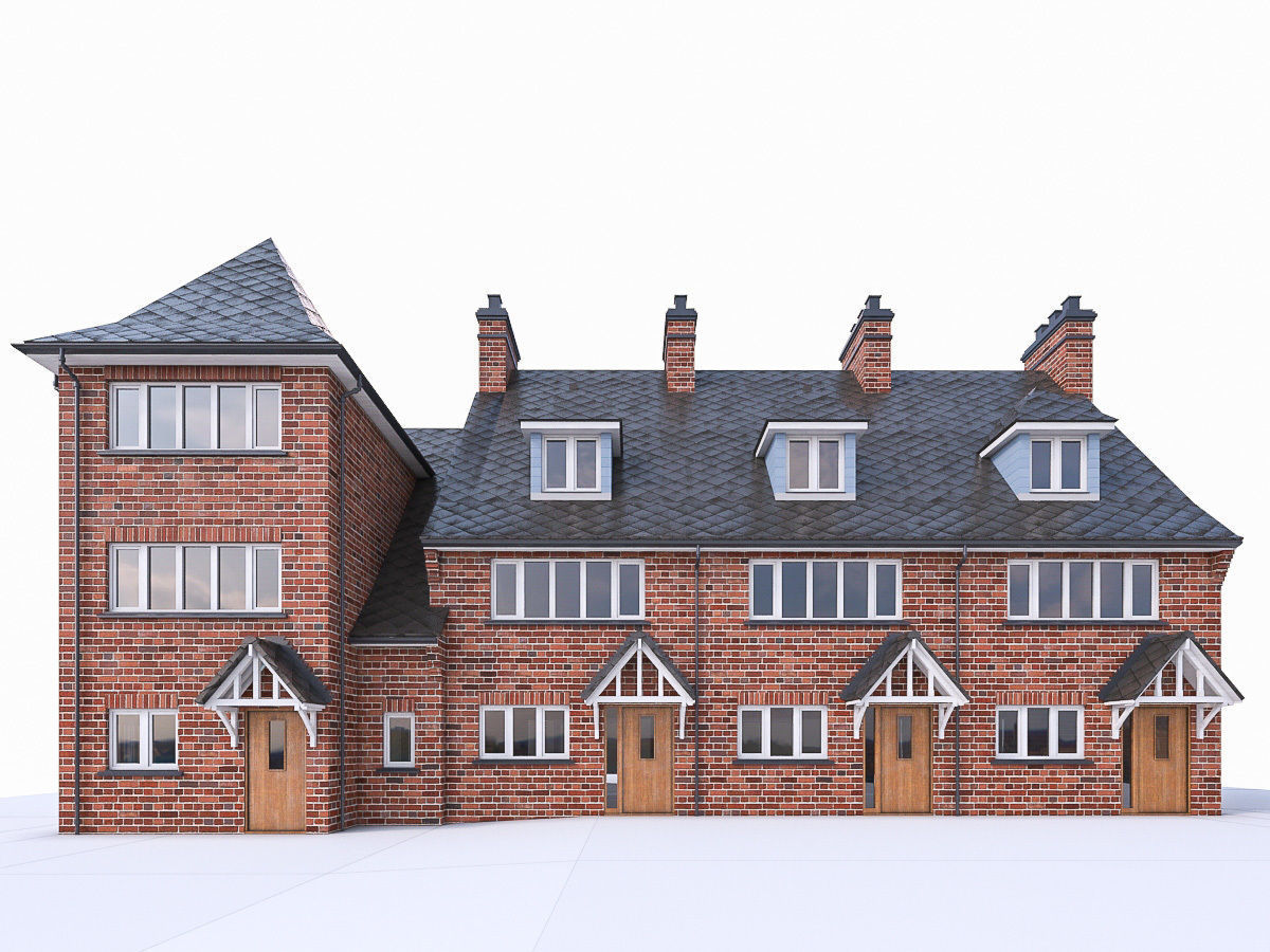 English Brick Houses Collection - 26 Pack Low-poly 3D model_31