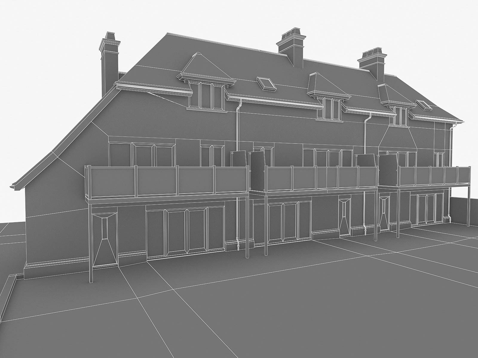 English Brick Houses Collection - 26 Pack Low-poly 3D model_67