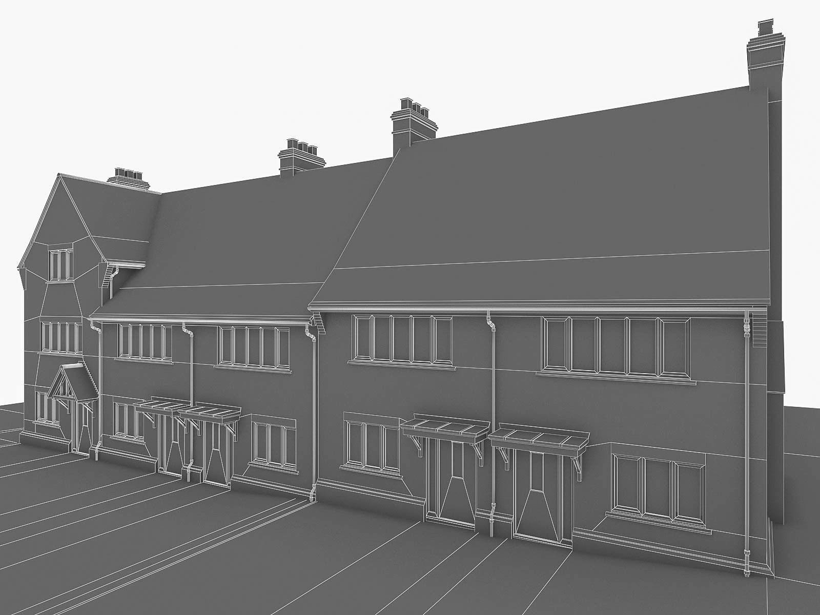 English Brick Houses Collection - 26 Pack Low-poly 3D model_57