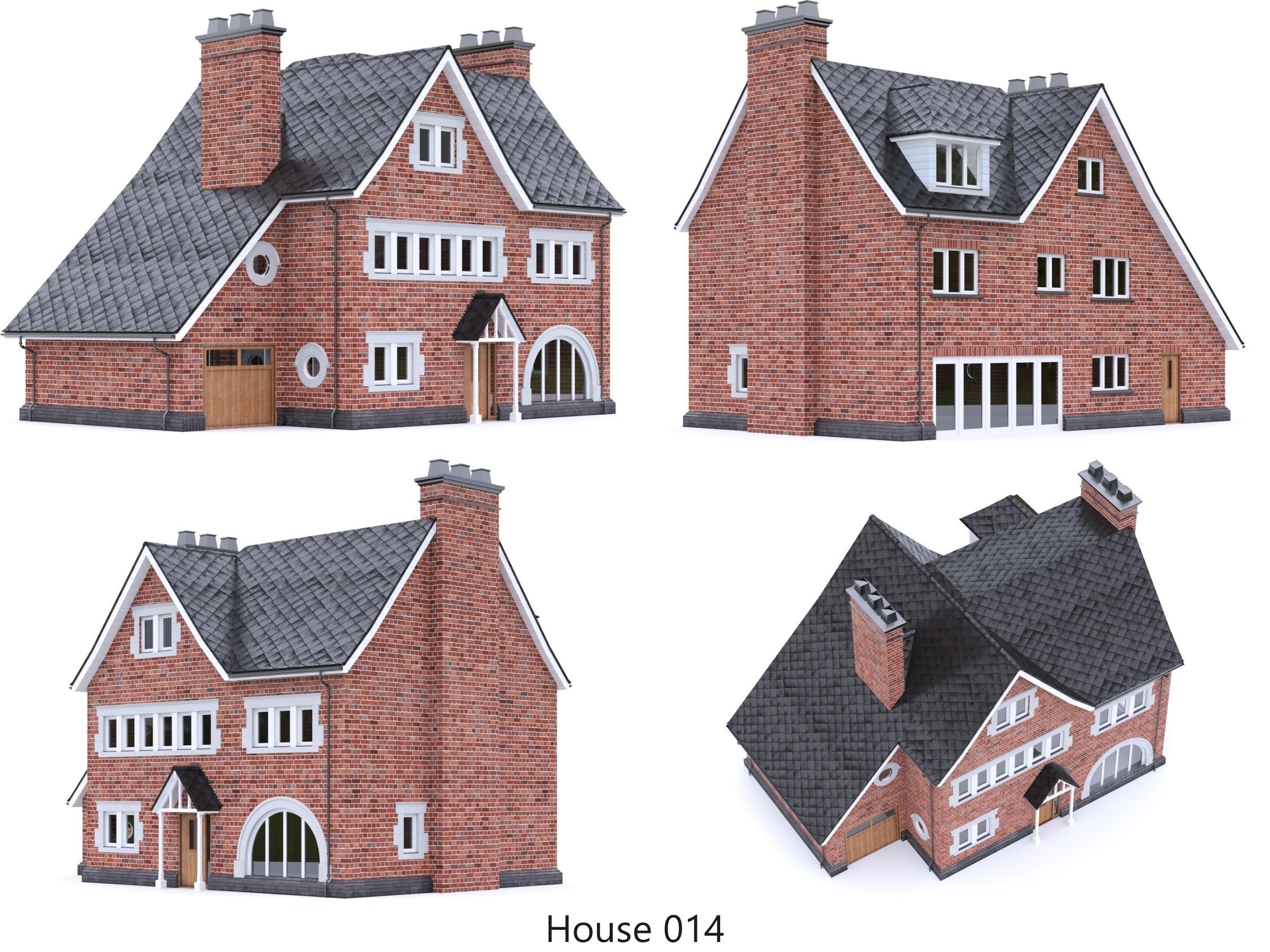 English Brick Houses Collection - 26 Pack Low-poly 3D model_17