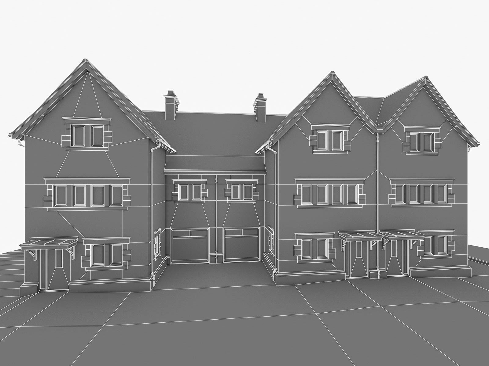English Brick Houses Collection - 26 Pack Low-poly 3D model_66