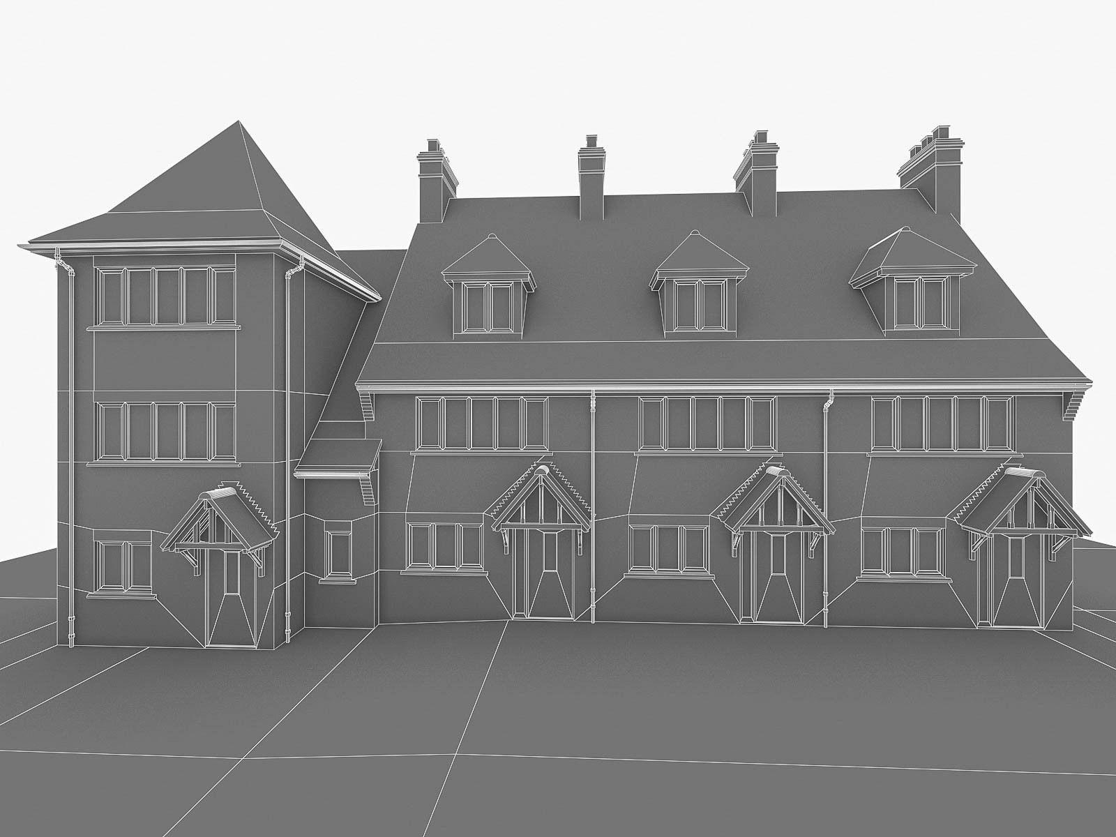 English Brick Houses Collection - 26 Pack Low-poly 3D model_69