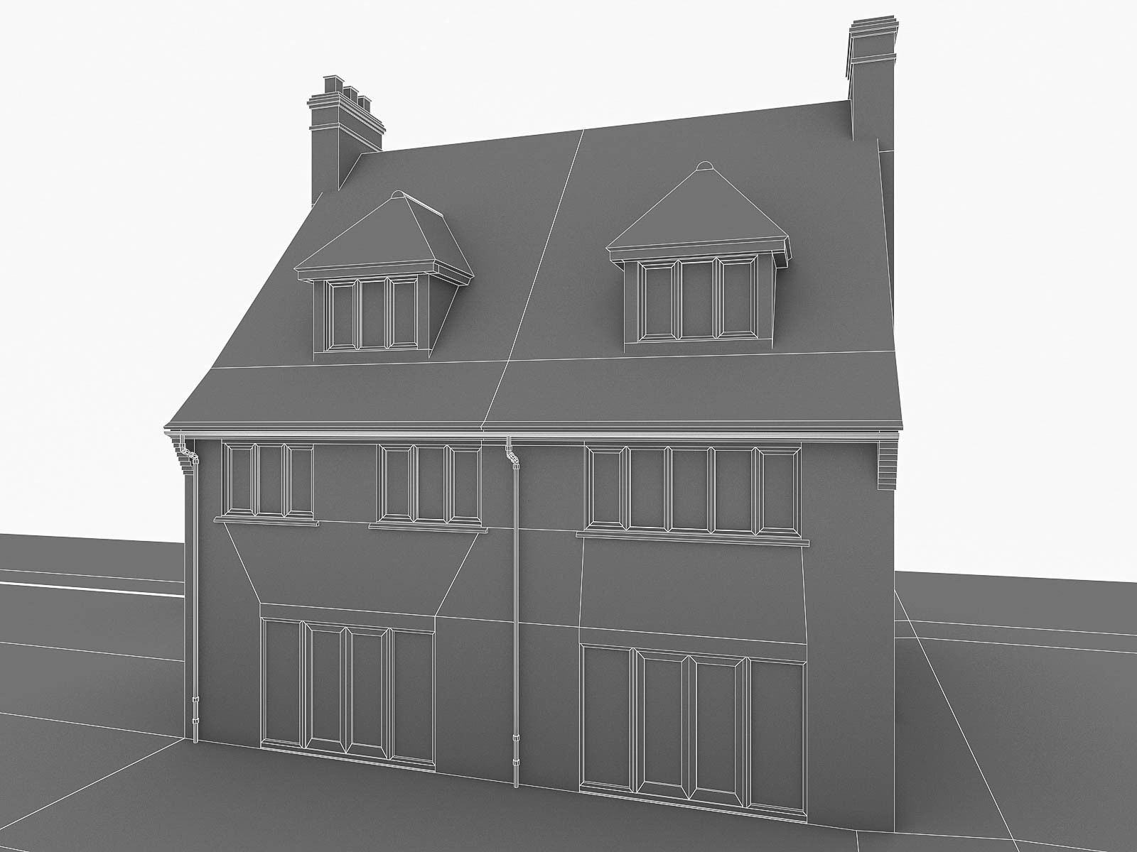 English Brick Houses Collection - 26 Pack Low-poly 3D model_121