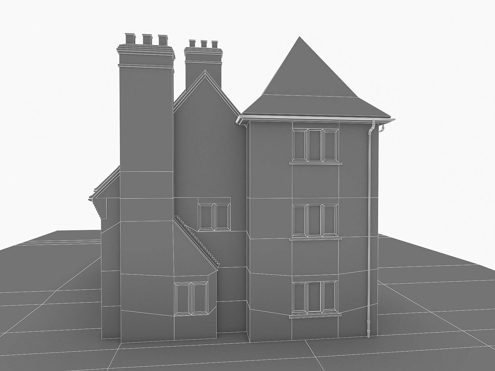 English Brick Houses Collection - 26 Pack Low-poly 3D model_70