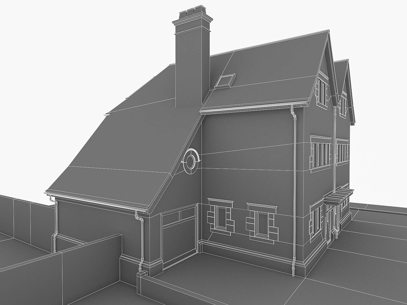 English Brick Houses Collection - 26 Pack Low-poly 3D model_81