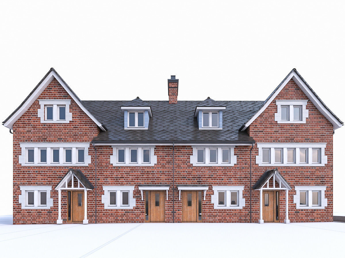 English Brick Houses Collection - 26 Pack Low-poly 3D model_35