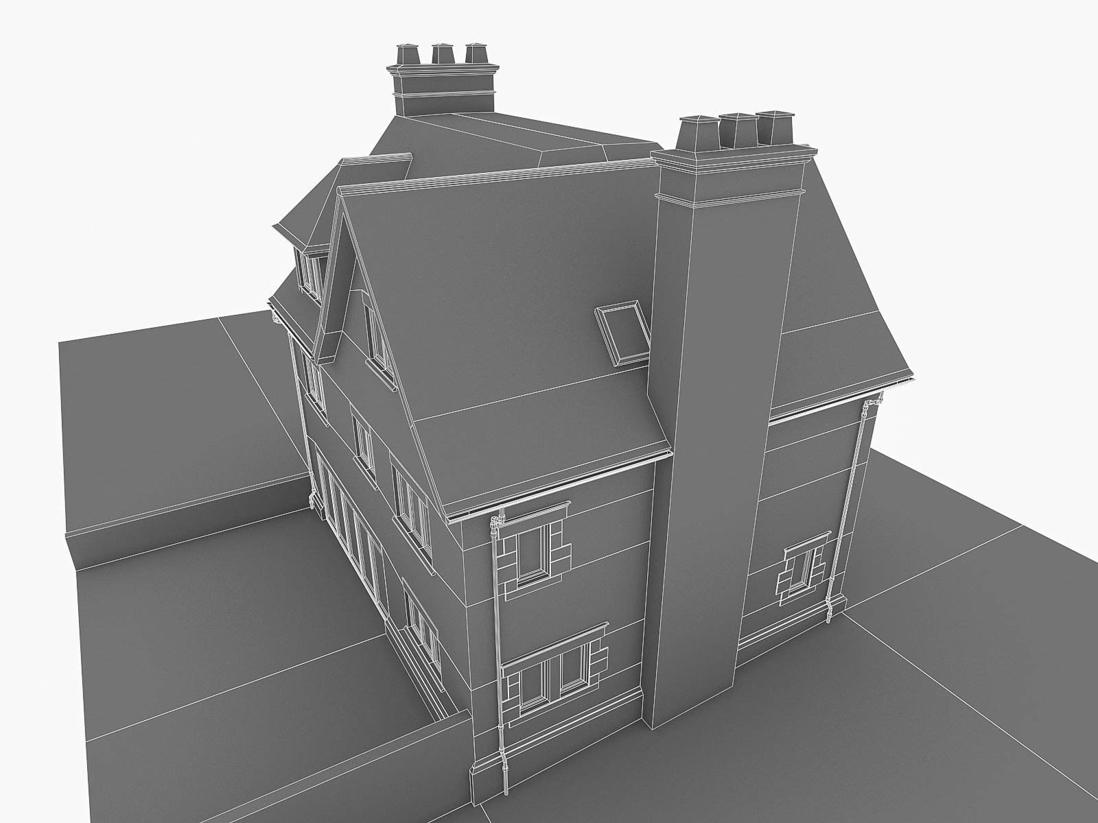 English Brick Houses Collection - 26 Pack Low-poly 3D model_100