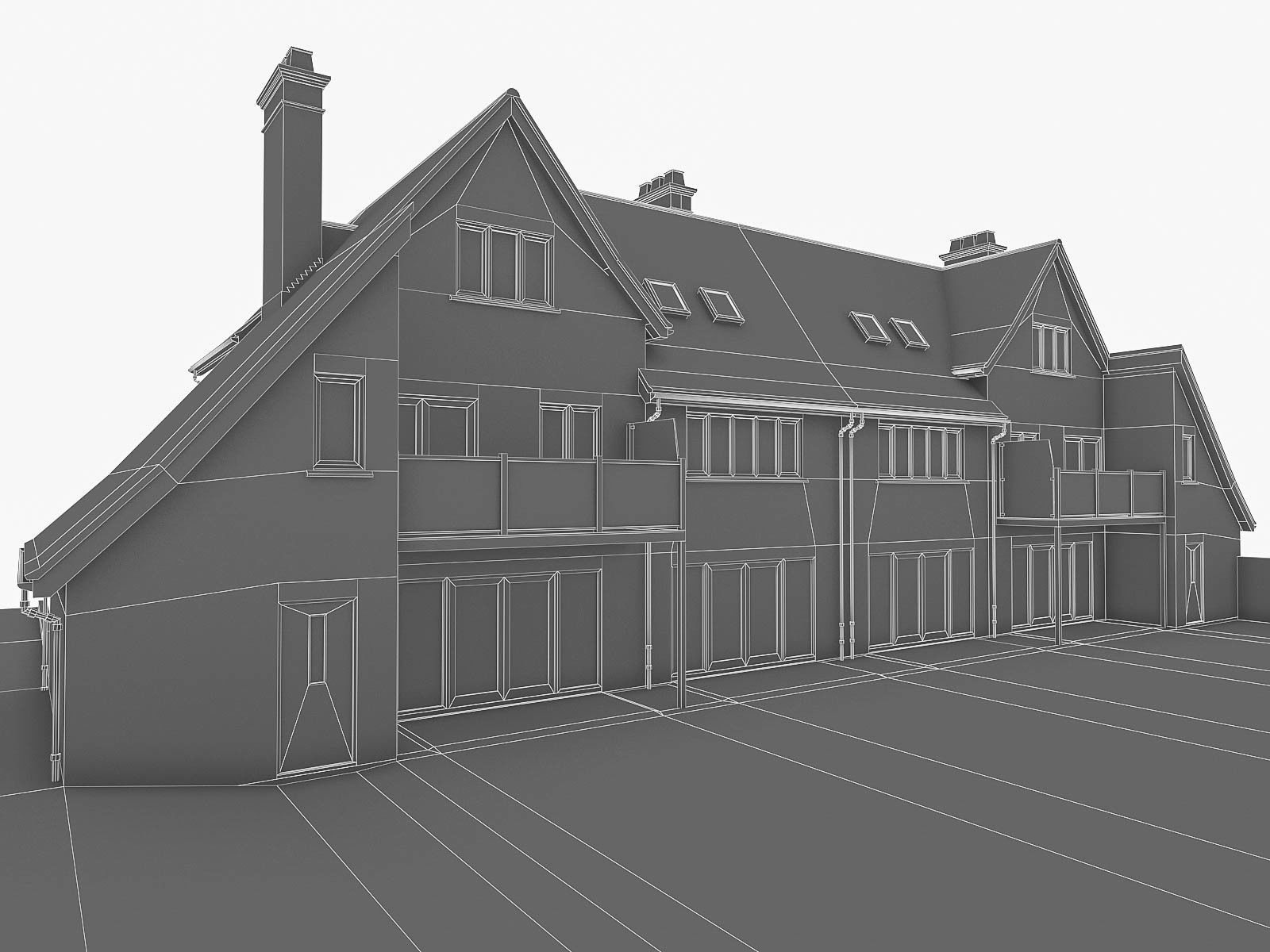 English Brick Houses Collection - 26 Pack Low-poly 3D model_56