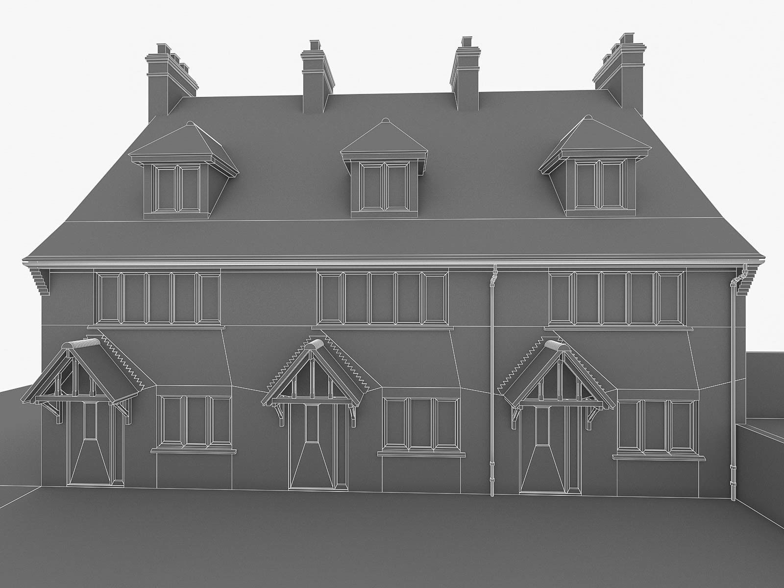 English Brick Houses Collection - 26 Pack Low-poly 3D model_93