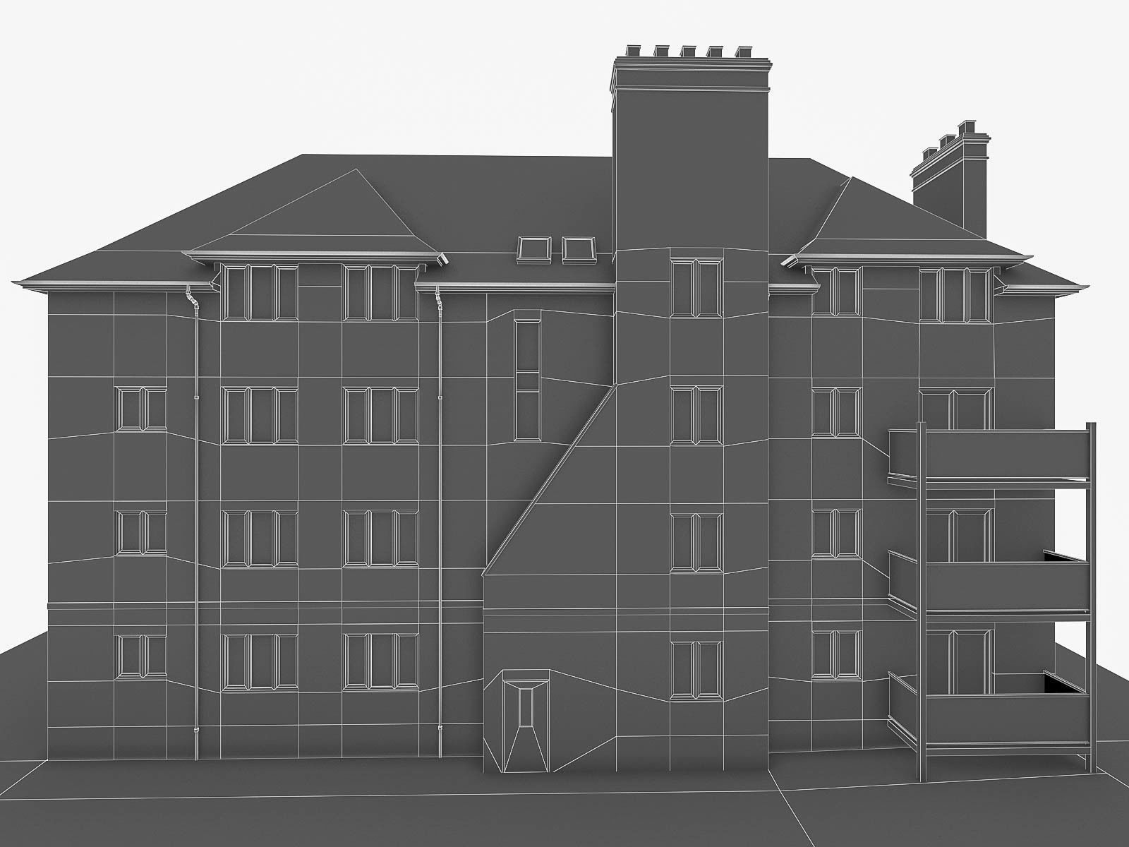 English Brick Houses Collection - 26 Pack Low-poly 3D model_47