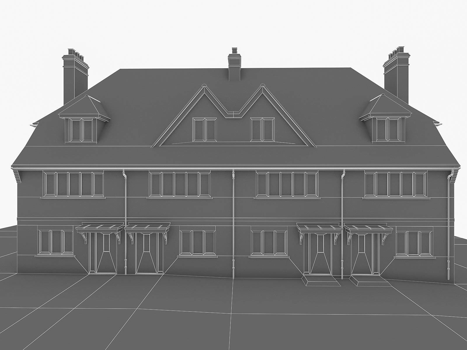 English Brick Houses Collection - 26 Pack Low-poly 3D model_62