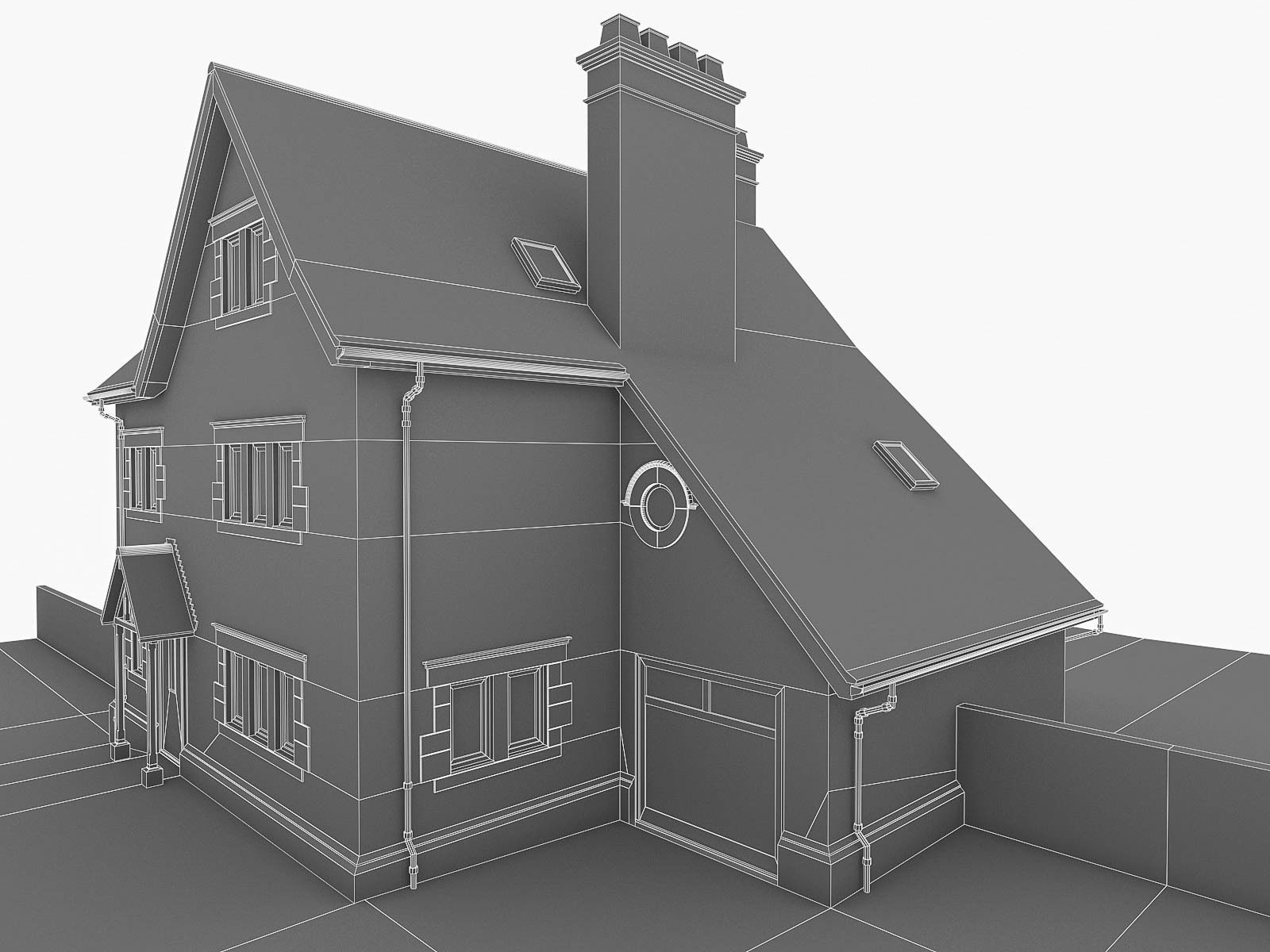 English Brick Houses Collection - 26 Pack Low-poly 3D model_113