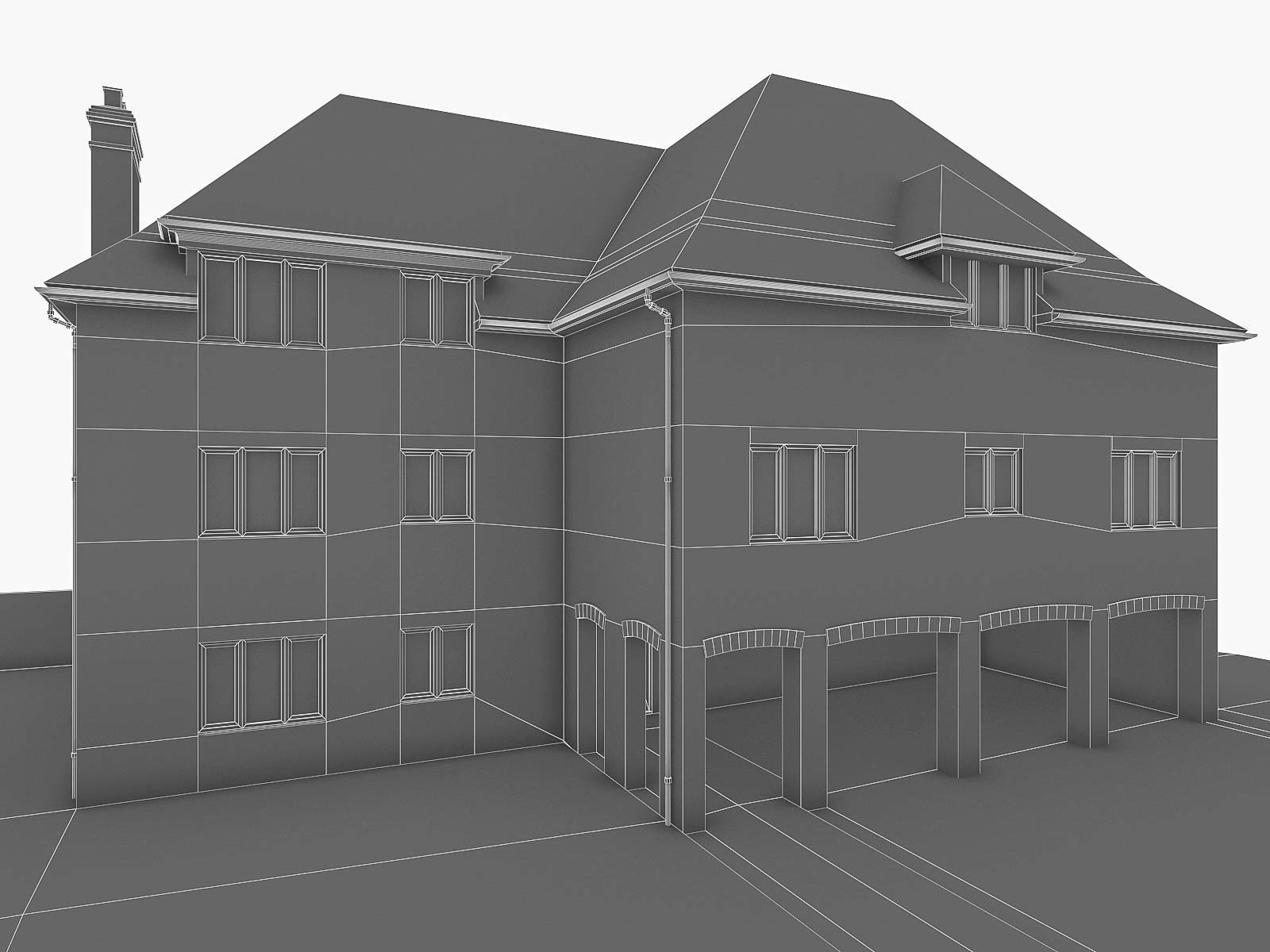 English Brick Houses Collection - 26 Pack Low-poly 3D model_49