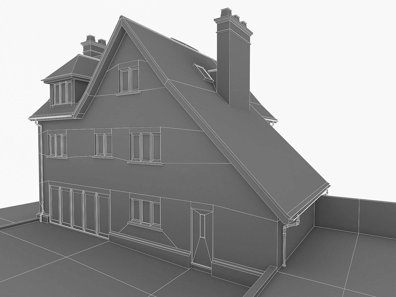 English Brick Houses Collection - 26 Pack Low-poly 3D model_76