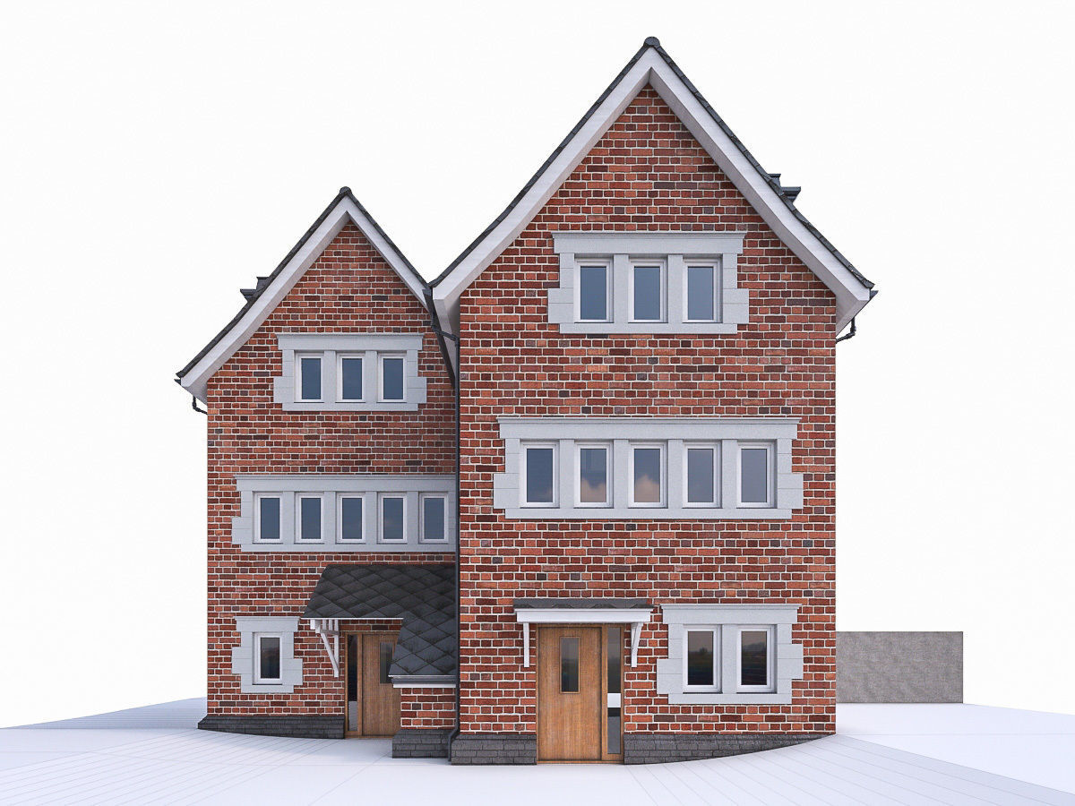English Brick Houses Collection - 26 Pack Low-poly 3D model_41