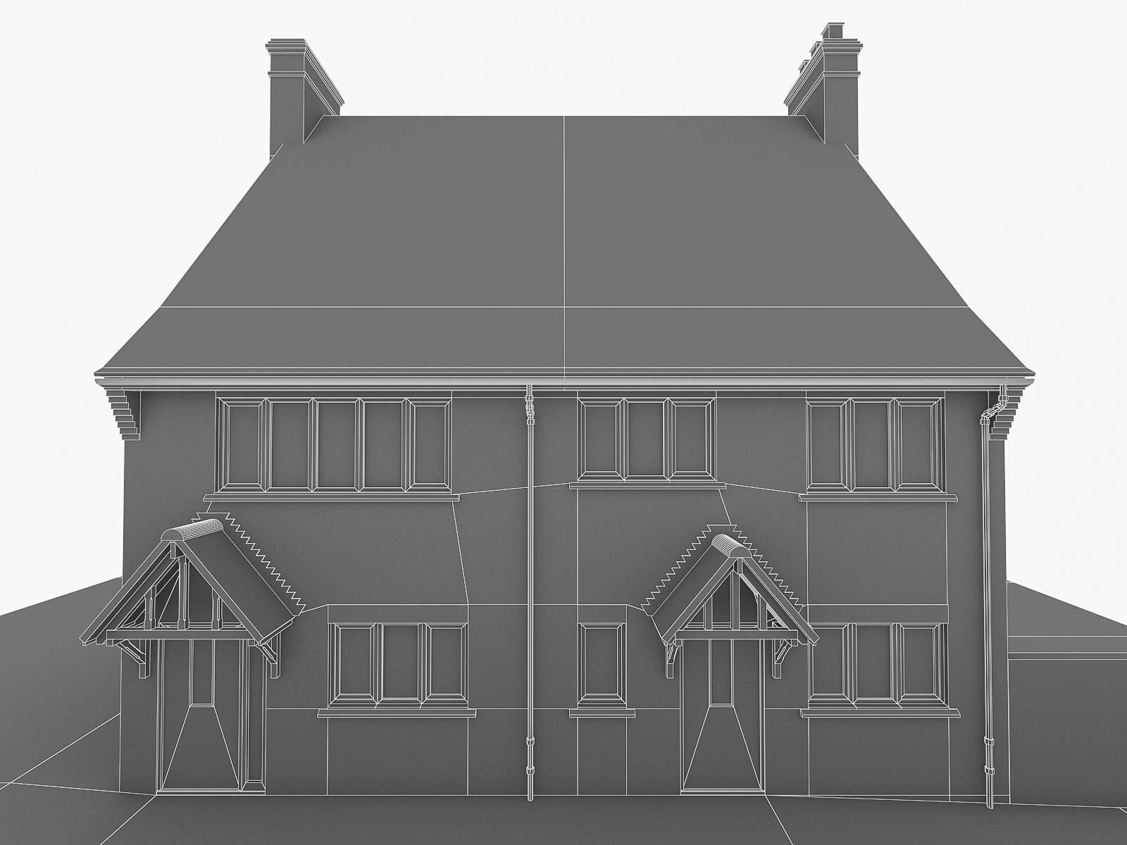 English Brick Houses Collection - 26 Pack Low-poly 3D model_119