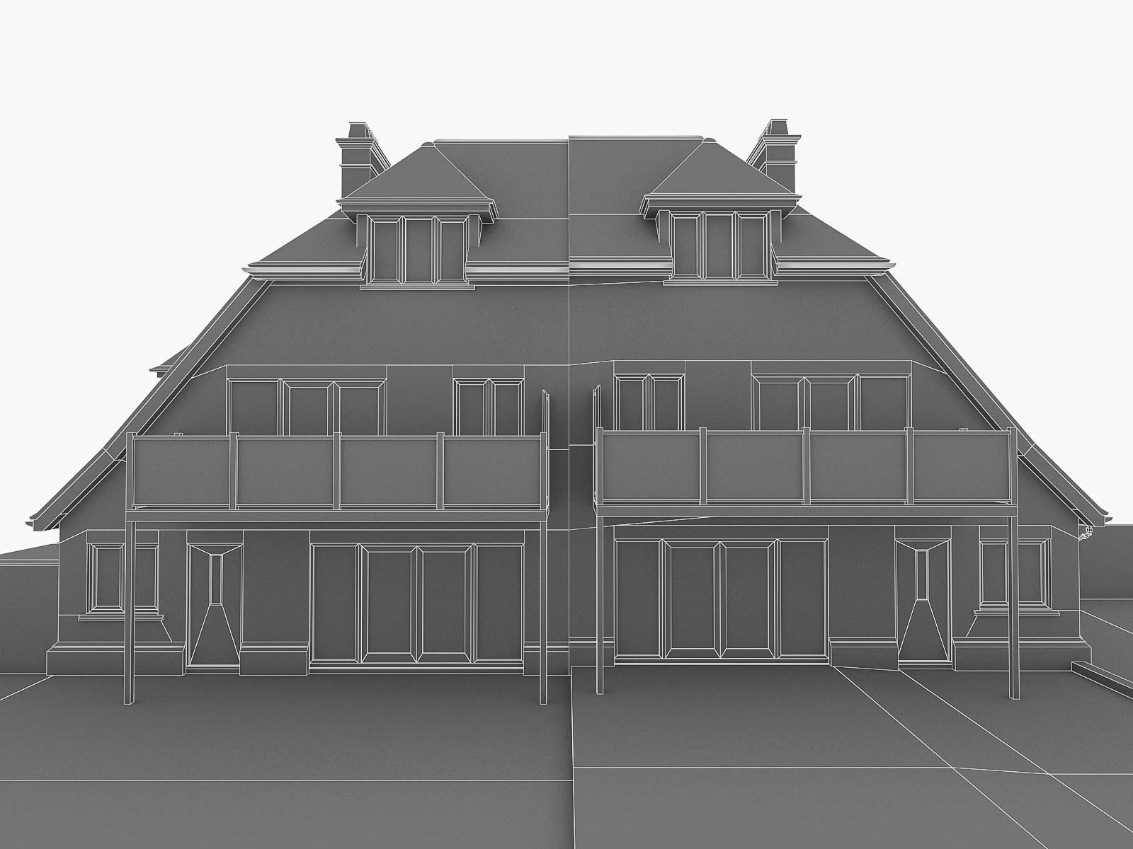 English Brick Houses Collection - 26 Pack Low-poly 3D model_82