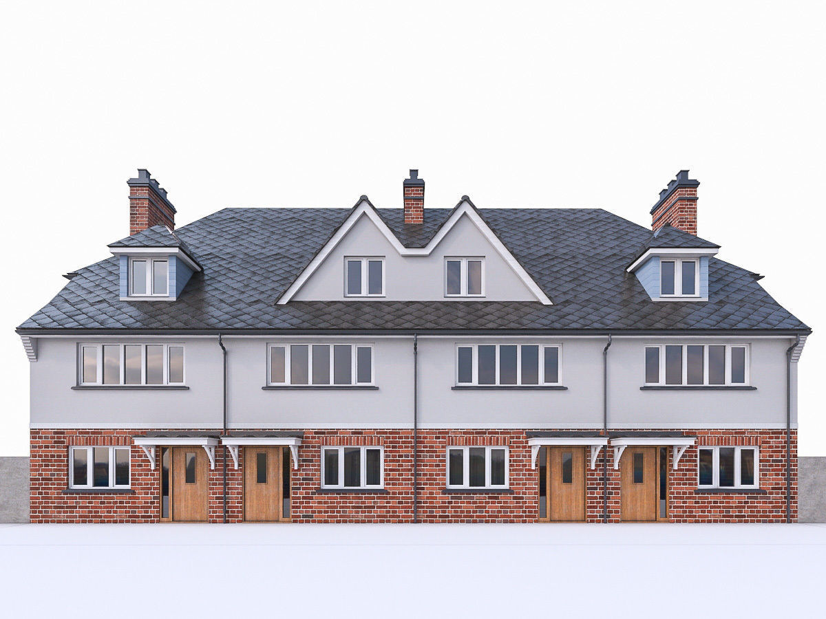 English Brick Houses Collection - 26 Pack Low-poly 3D model_36
