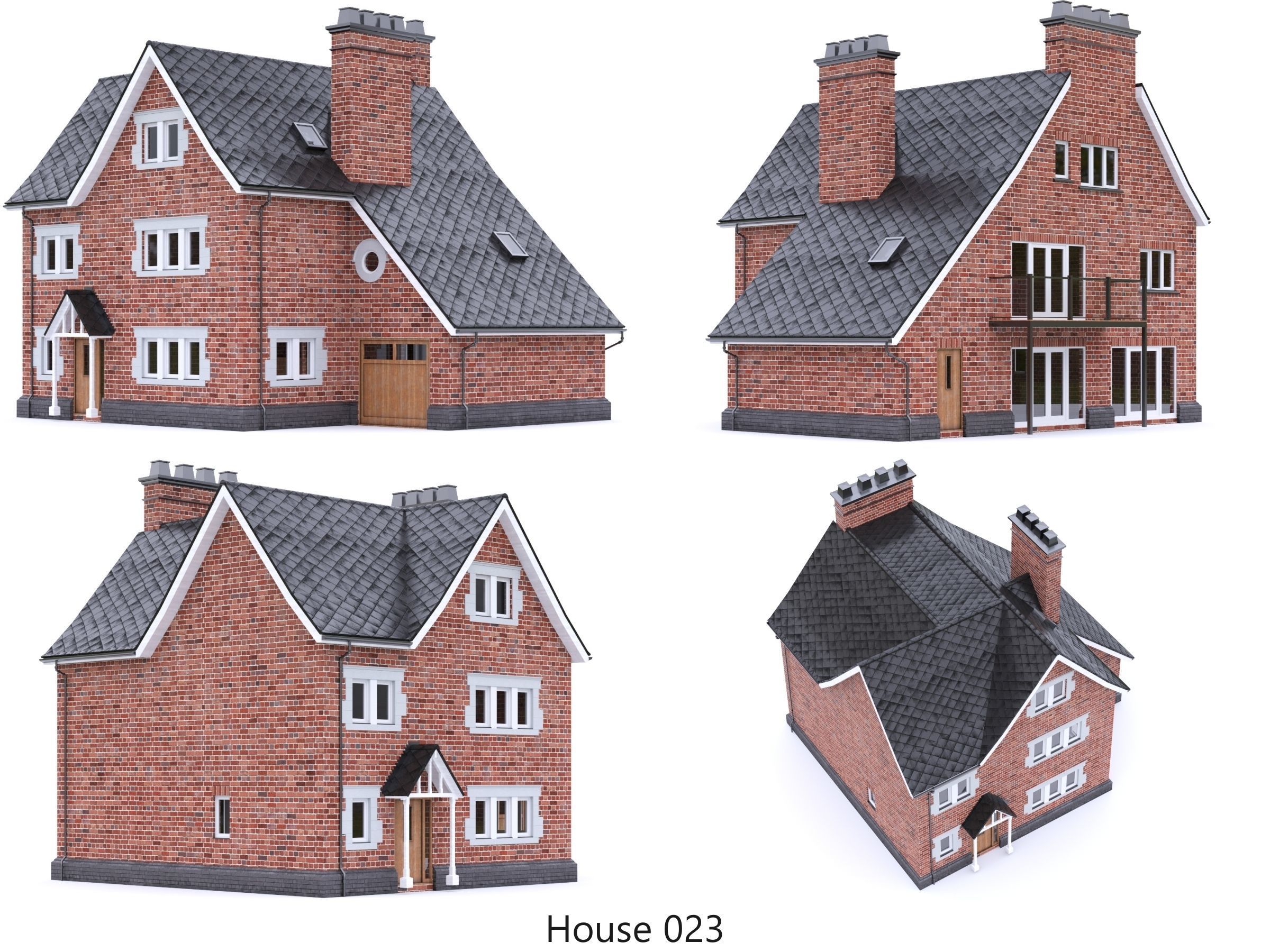 English Brick Houses Collection - 26 Pack Low-poly 3D model_26
