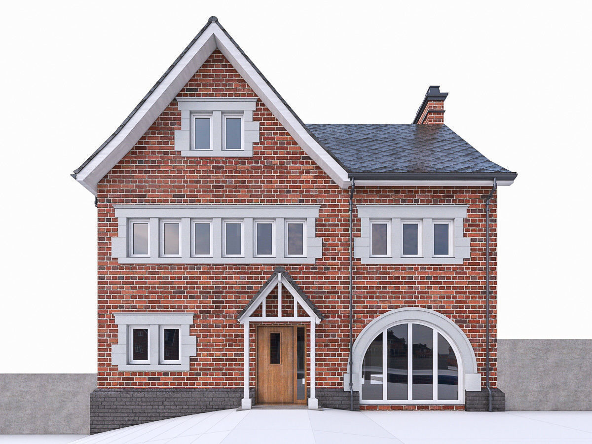 English Brick Houses Collection - 26 Pack Low-poly 3D model_43