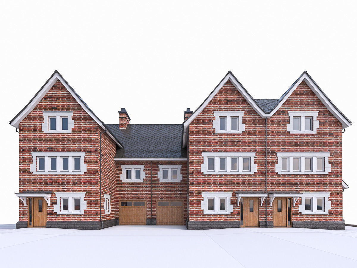 English Brick Houses Collection - 26 Pack Low-poly 3D model_34