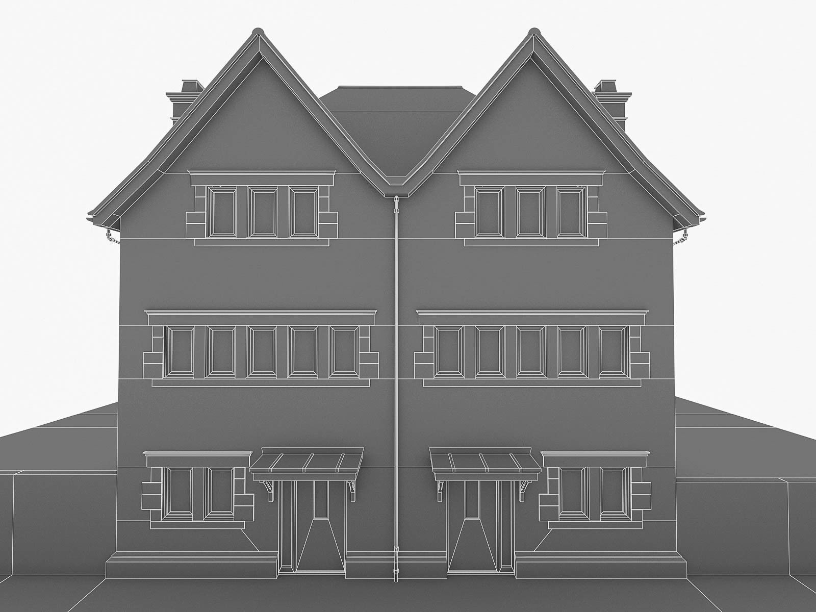 English Brick Houses Collection - 26 Pack Low-poly 3D model_105