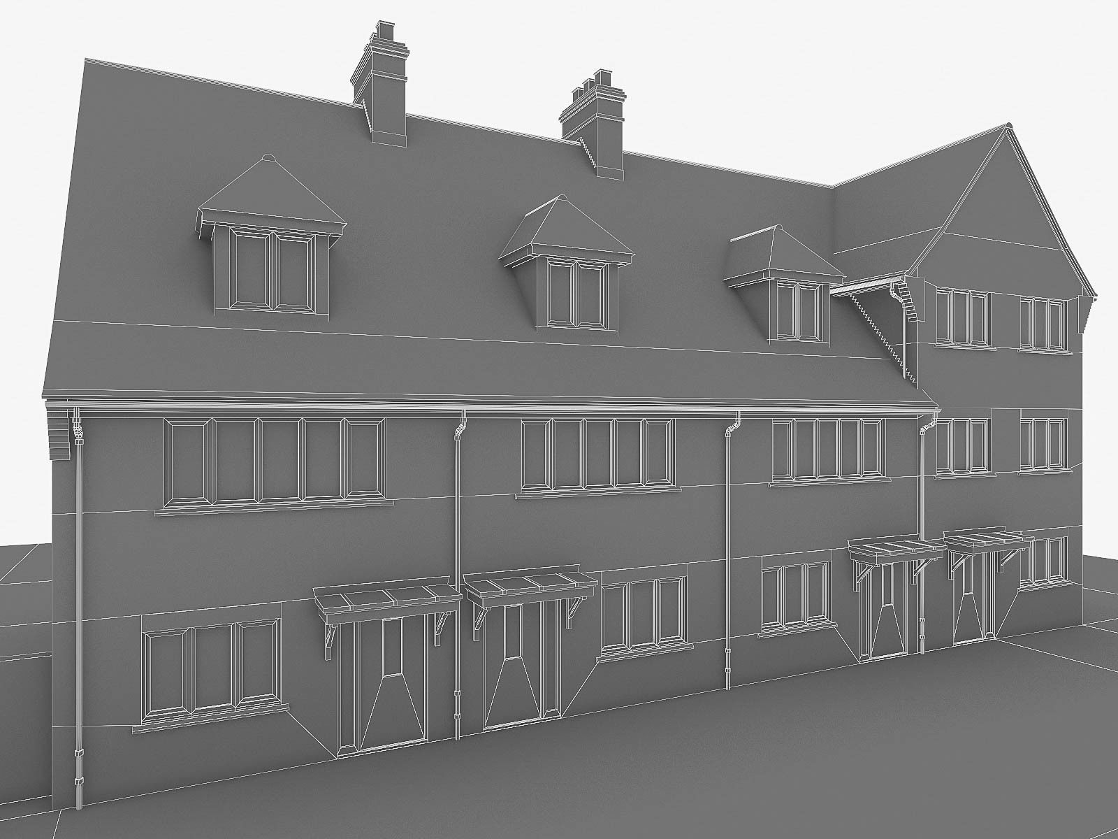 English Brick Houses Collection - 26 Pack Low-poly 3D model_65