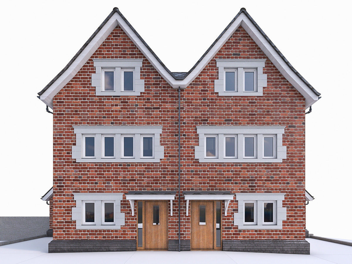 English Brick Houses Collection - 26 Pack Low-poly 3D model_38