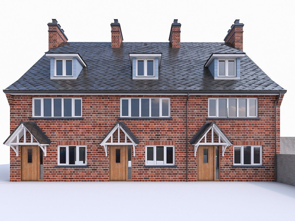 English Brick Houses Collection - 26 Pack Low-poly 3D model_40