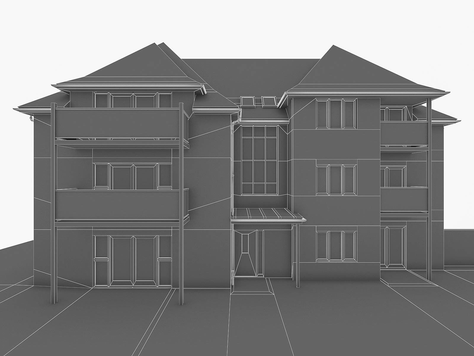 English Brick Houses Collection - 26 Pack Low-poly 3D model_48