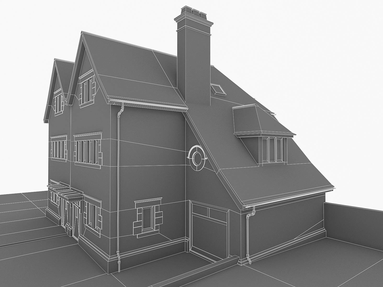 English Brick Houses Collection - 26 Pack Low-poly 3D model_85