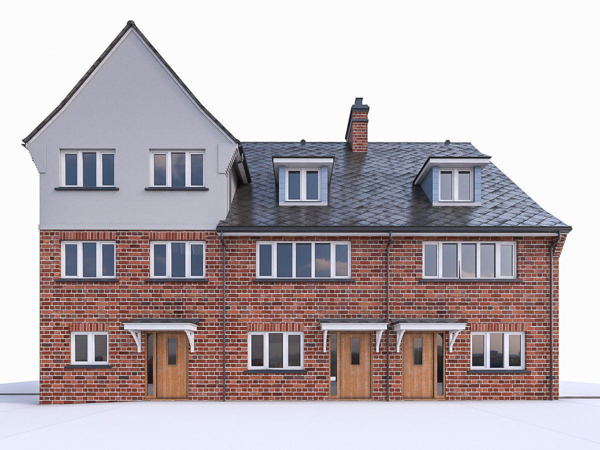 English Brick Houses Collection - 26 Pack Low-poly 3D model_39