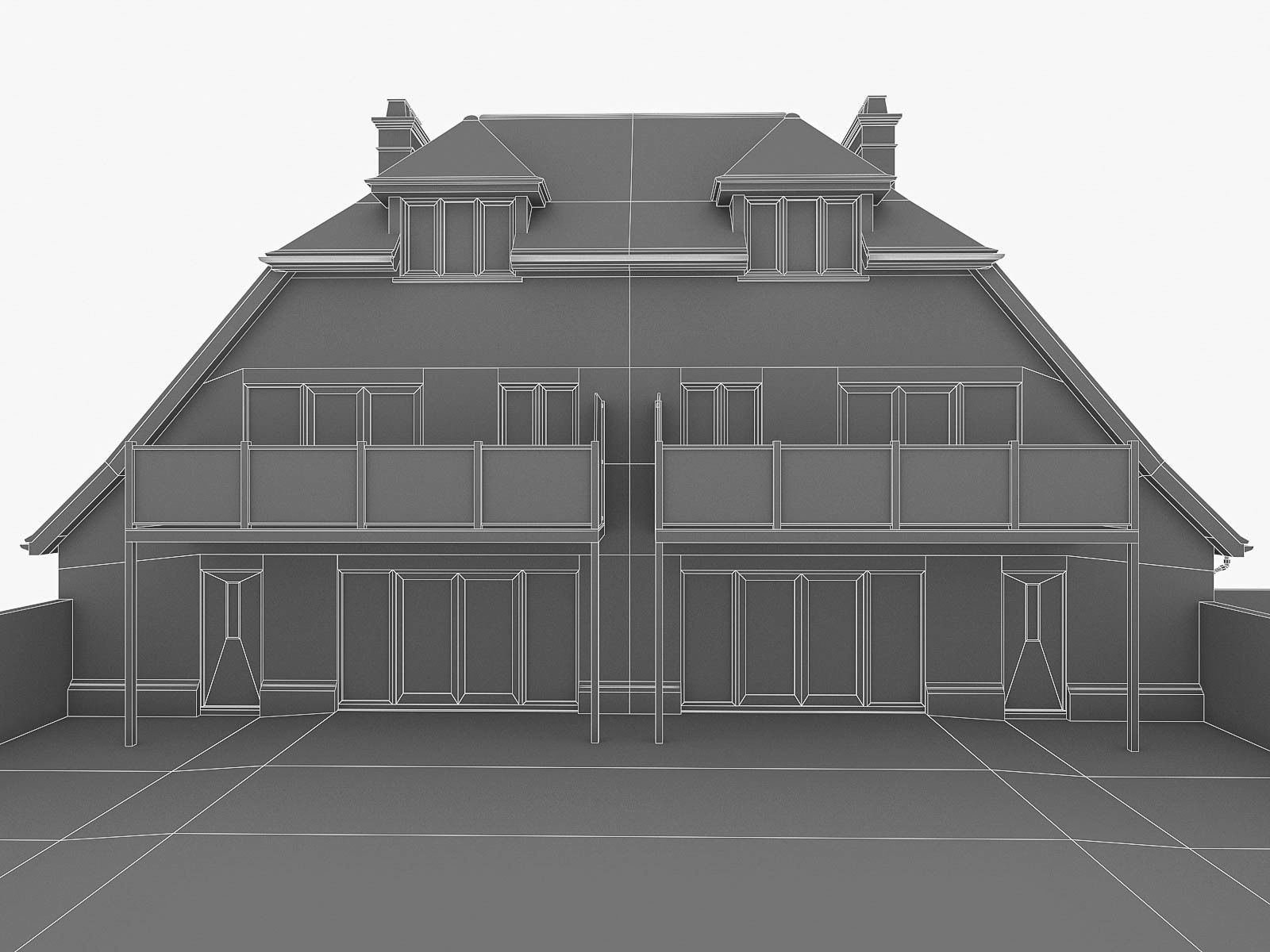 English Brick Houses Collection - 26 Pack Low-poly 3D model_79