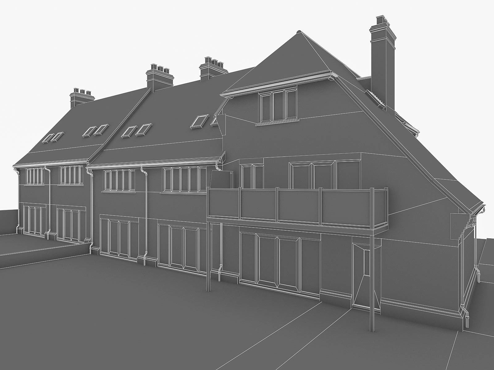 English Brick Houses Collection - 26 Pack Low-poly 3D model_58