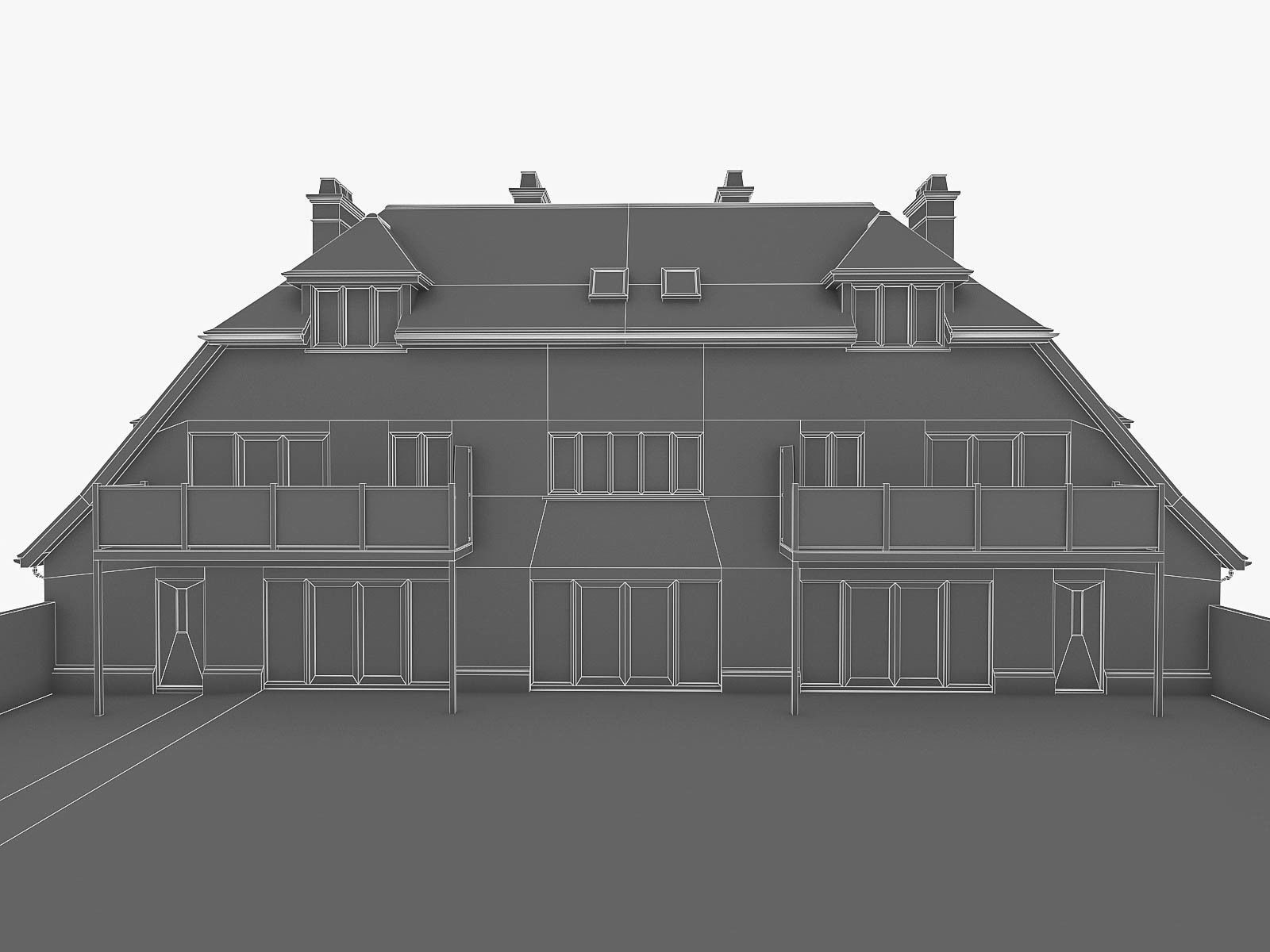 English Brick Houses Collection - 26 Pack Low-poly 3D model_53