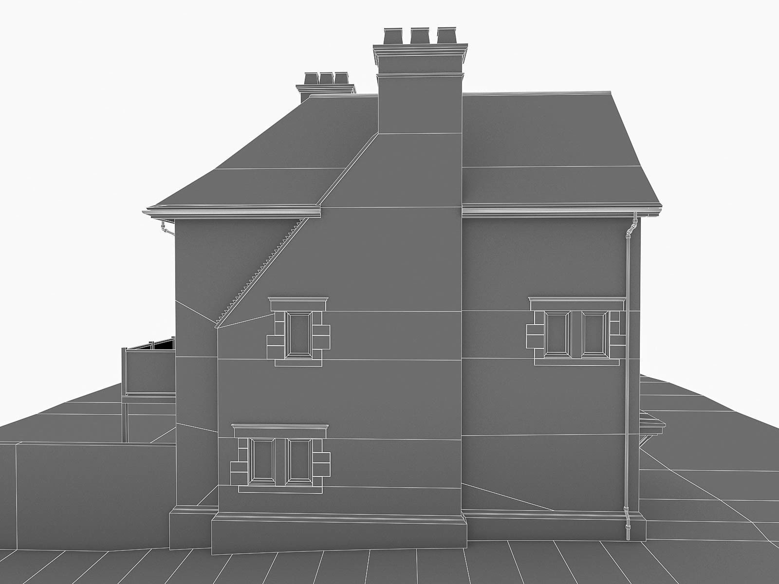 English Brick Houses Collection - 26 Pack Low-poly 3D model_68