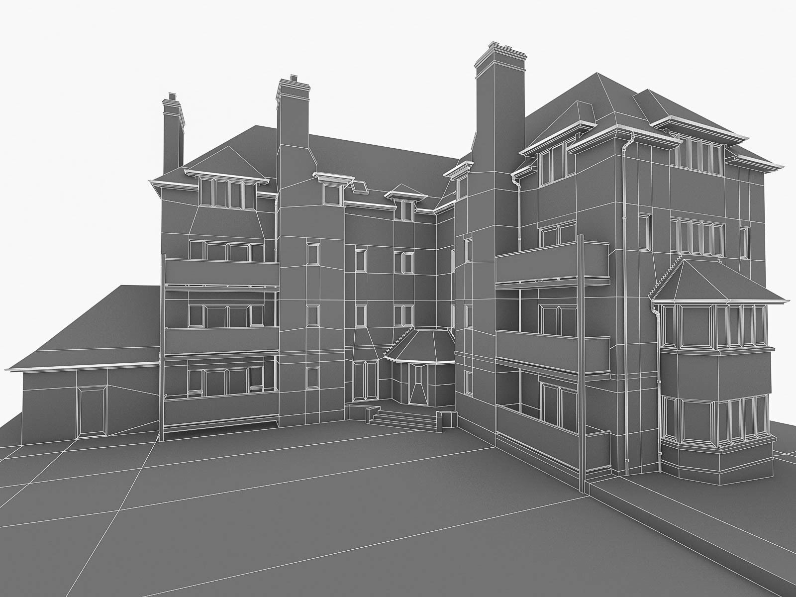 English Brick Houses Collection - 26 Pack Low-poly 3D model_50