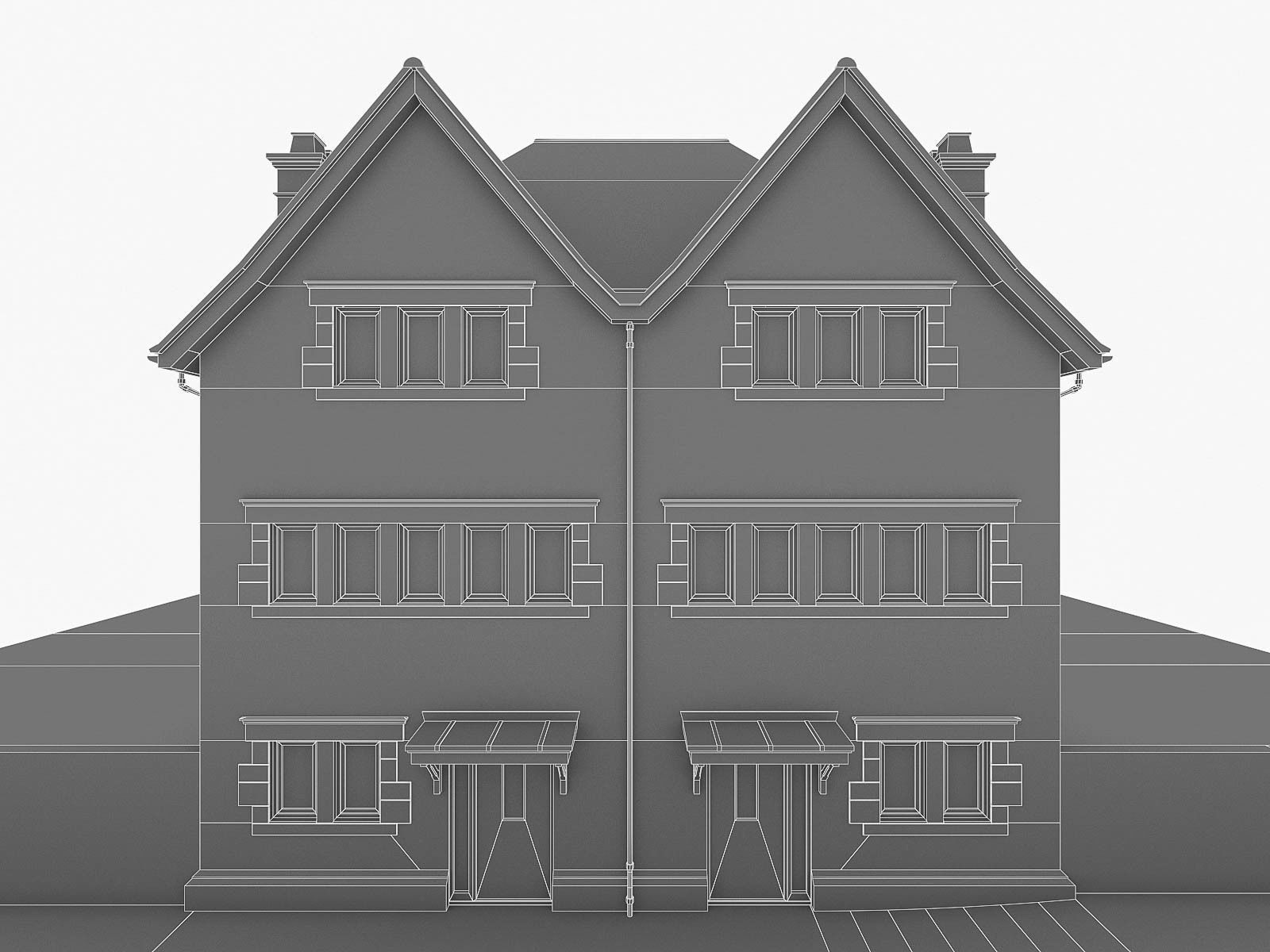 English Brick Houses Collection - 26 Pack Low-poly 3D model_107