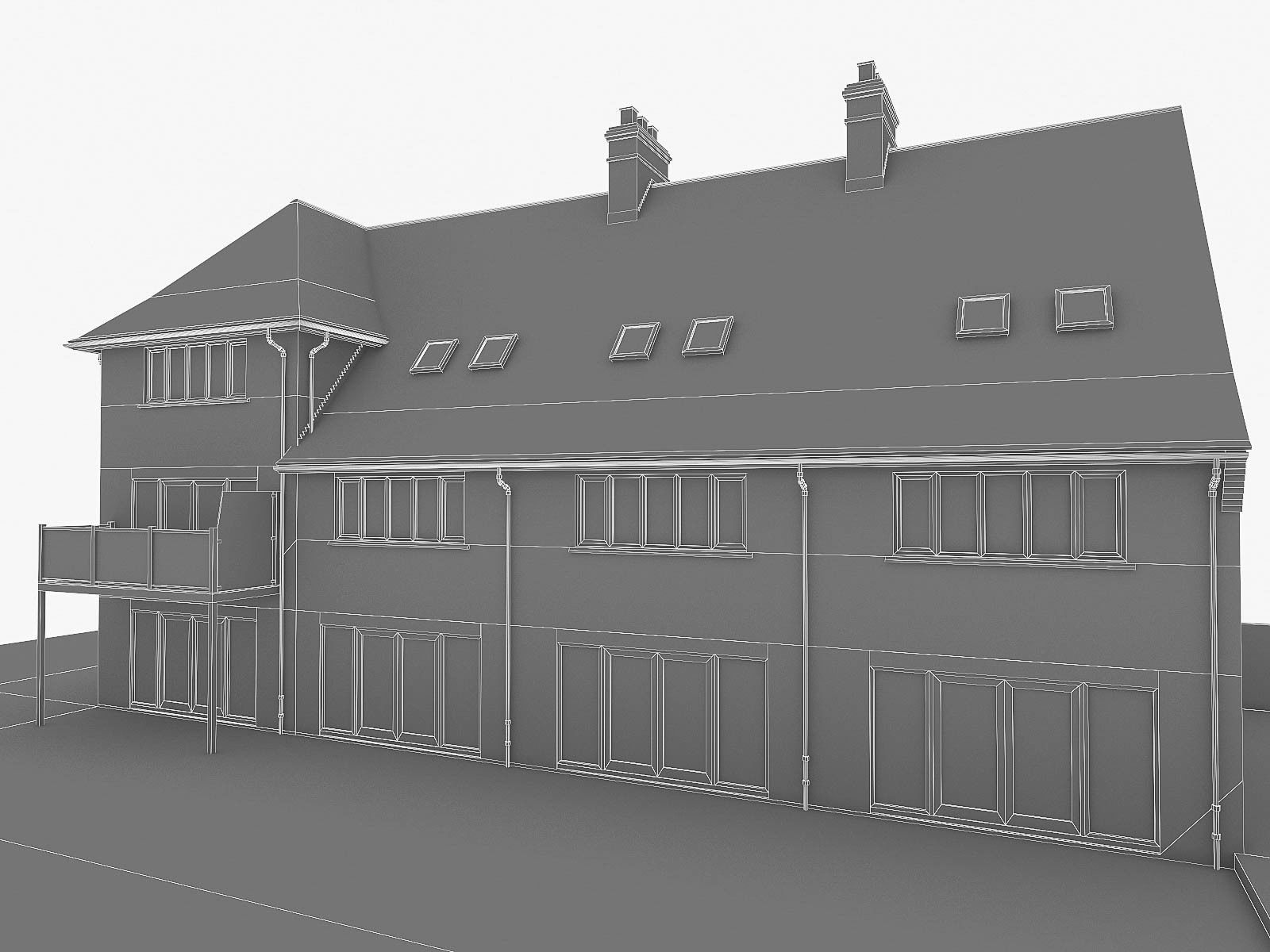 English Brick Houses Collection - 26 Pack Low-poly 3D model_64